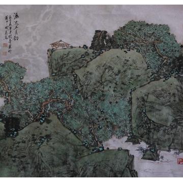 关奇国画山水溪流五月韵字画之家