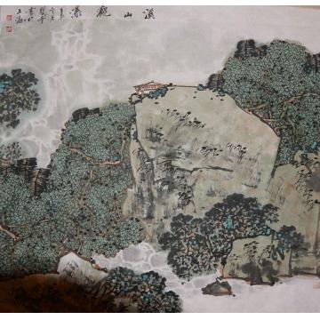 关奇国画山水溪山观瀑字画之家