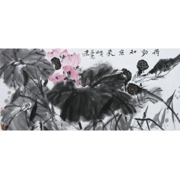 王易霓国画花鸟荷动知鱼来字画之家