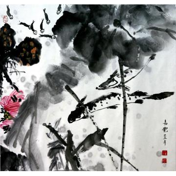 王易霓国画花鸟鱼荷图字画之家