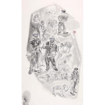 马米娜国画人物魂牵梦萦忆故乡系列五字画之家