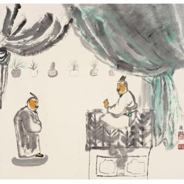 马米娜国画人物子罕不贪为宝系列六字画之家