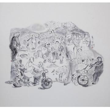 马米娜国画人物魂牵梦萦忆故乡系列三字画之家
