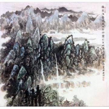 黄银松国画山水秋泉流香字画之家