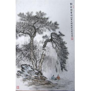 黄银松国画人物对弈图字画之家