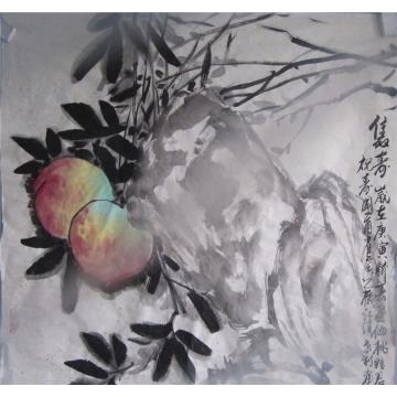 黄银松国画花鸟双寿字画之家