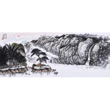 黄银松国画山水邀客品茶字画之家