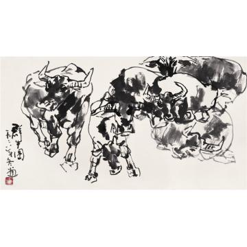 吴祖郊国画动物群牛图字画之家
