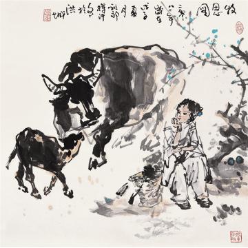 吴祖郊国画动物牧思图字画之家