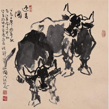 吴祖郊国画动物迎春图字画之家