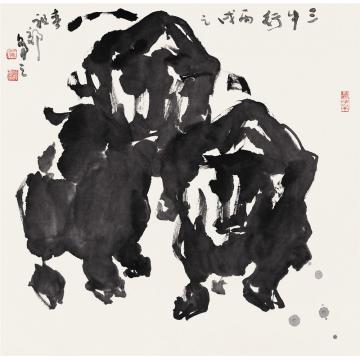 吴祖郊国画动物三牛行字画之家