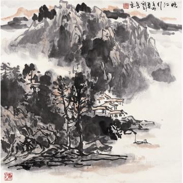 吴祖郊国画山水晚江行字画之家