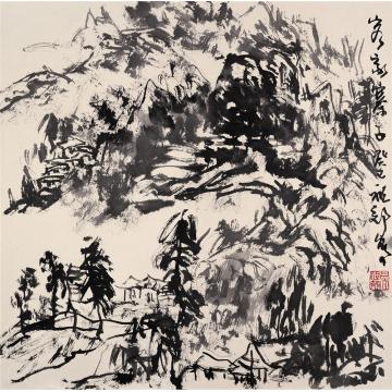 吴祖郊国画山水客家寨子字画之家