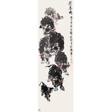 吴祖郊国画动物游春图字画之家