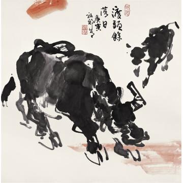 吴祖郊国画动物渡头余落日字画之家