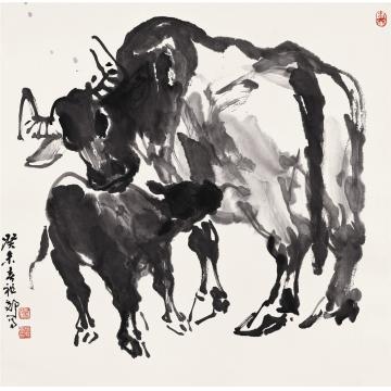 吴祖郊国画动物母爱字画之家