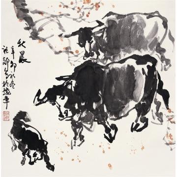 吴祖郊国画动物秋晨字画之家