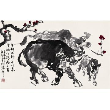 吴祖郊国画动物群牛图字画之家