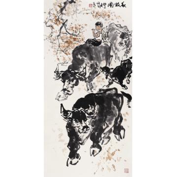 吴祖郊国画动物秋牧图字画之家
