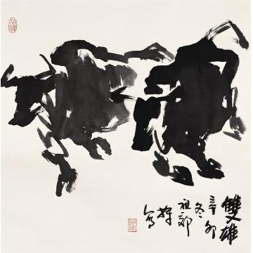 吴祖郊国画动物双雄字画之家