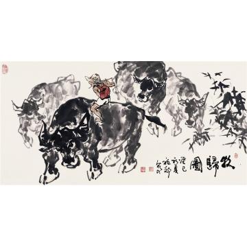 吴祖郊国画动物牧归图字画之家