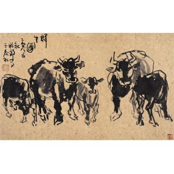 吴祖郊国画动物群牛图字画之家