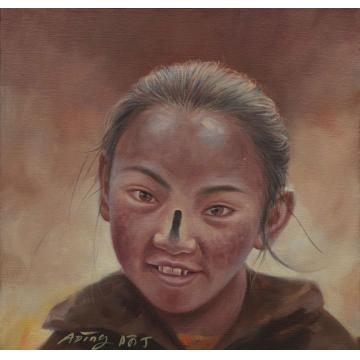 阿丁国画人物朝圣的面孔之三字画之家