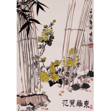 朱培钧国画花鸟东篱黄花字画之家