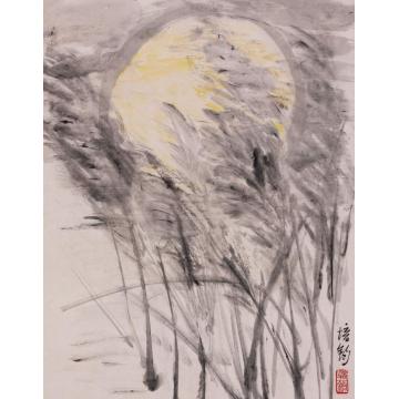 朱培钧国画花鸟芦花映月字画之家