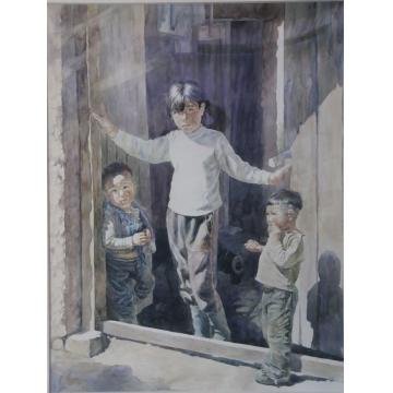 殷实国画人物等待字画之家