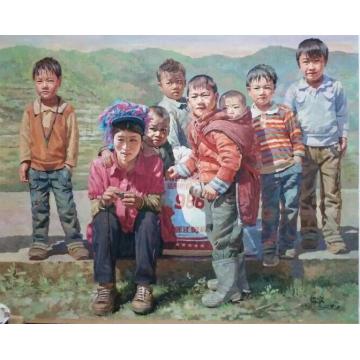 殷实国画人物眺望字画之家