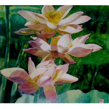 殷实国画花鸟芳馨三叠字画之家