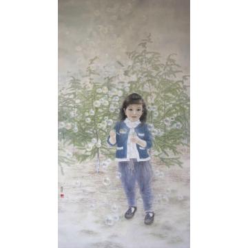 殷实国画人物七彩阳光字画之家