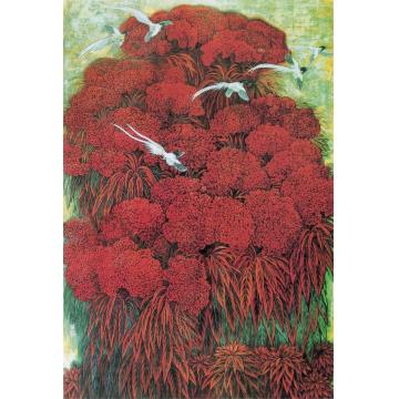 殷实国画花鸟盛红时节字画之家