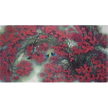 殷实国画花鸟谷底一片醉丹丹字画之家