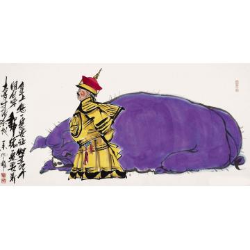 仇立权国画人物皇上养猪字画之家