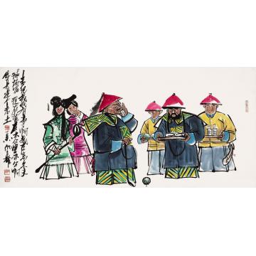 仇立权国画人物高尔夫球场字画之家