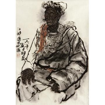 周刚国画人物藏民肖像 (日本秋田电视台藏 ) Portrait Tibétain 1981 Encre sur字画之家
