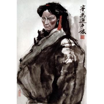 周刚国画人物赛马选手字画之家