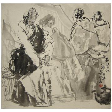 周刚国画人物无题字画之家