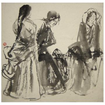 周刚国画人物20 西藏风情字画之家