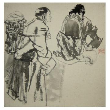 周刚国画人物21 西藏风情字画之家