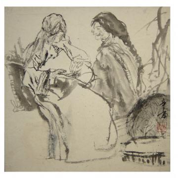 周刚国画人物22 西藏风情字画之家