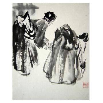 周刚国画人物27 西藏风情字画之家