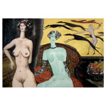 周刚国画人物水果与狼字画之家