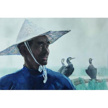 关维兴水彩人物微山湖渔家字画之家
