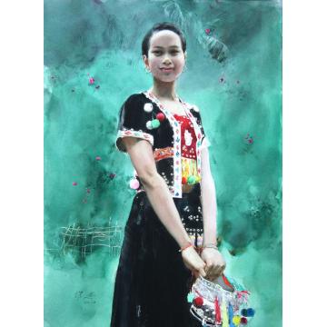 关维兴国画人物哈尼族女子字画之家