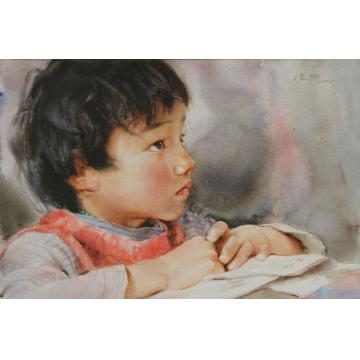 关维兴水彩人物山村小学生字画之家