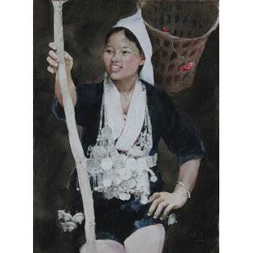 关维兴国画人物拉祜族女子字画之家