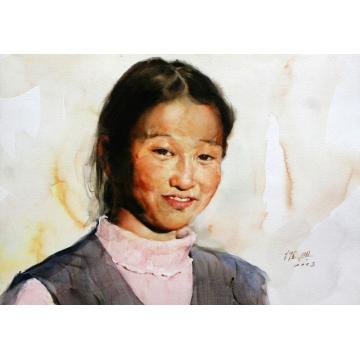 关维兴水彩人物Girl at Sunset字画之家
